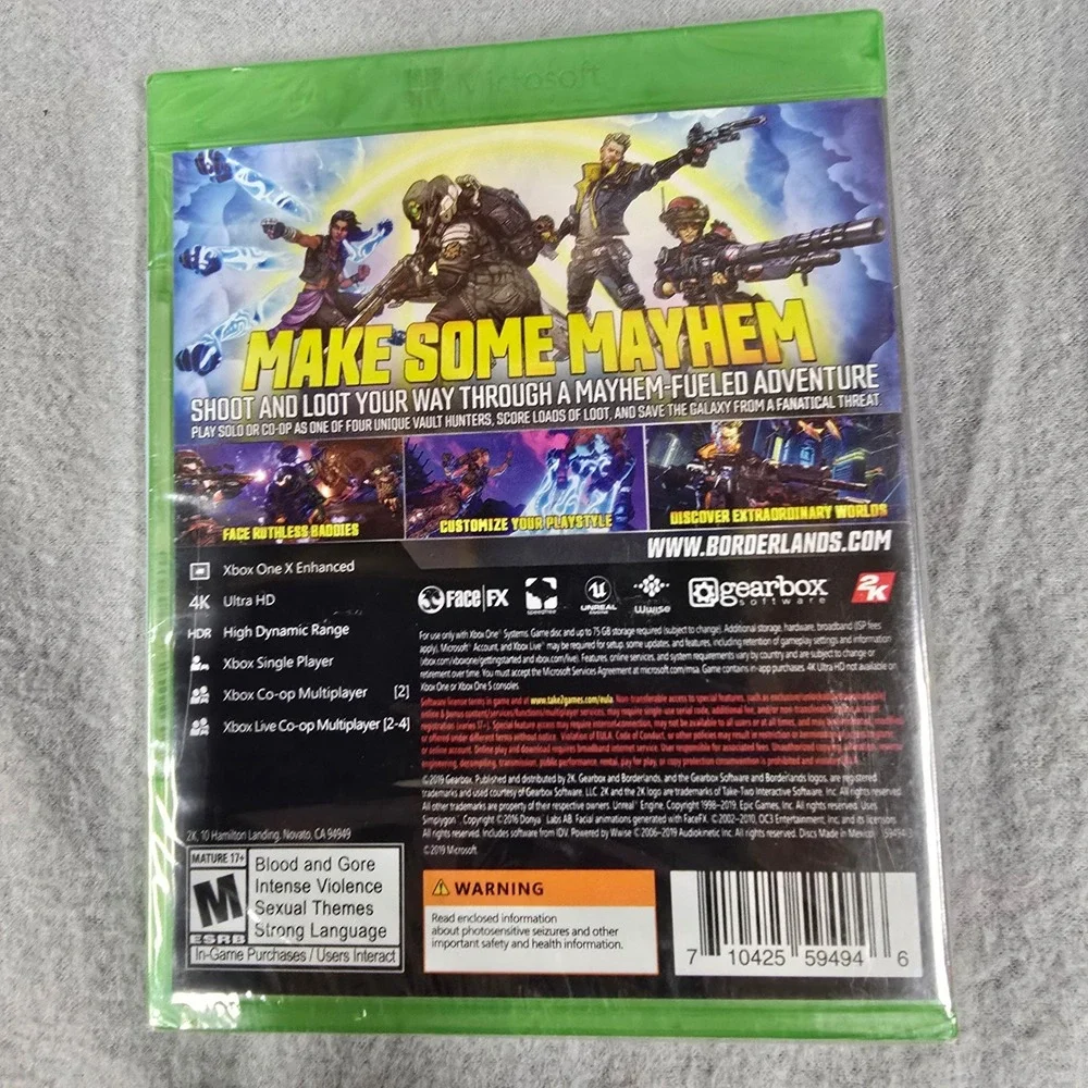 Borderlands 3 Xbox One Game New Factory Sealed with Gold Weapon Skins Pack